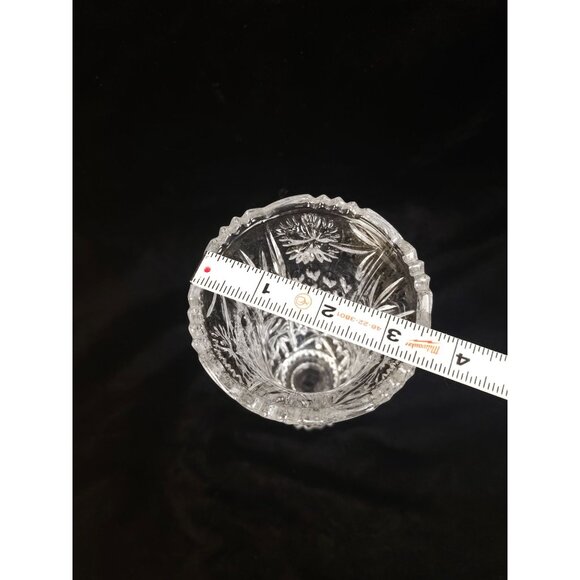 Vintage Crystal Cut Glass Vase With Intricate Floral Pattern 6” Tall Decorative - Picture 4 of 7